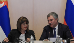 23 October 2018 National Assembly Speaker Maja Gojkovic and the Chairman of the Russian State Duma Vyacheslav Volodin